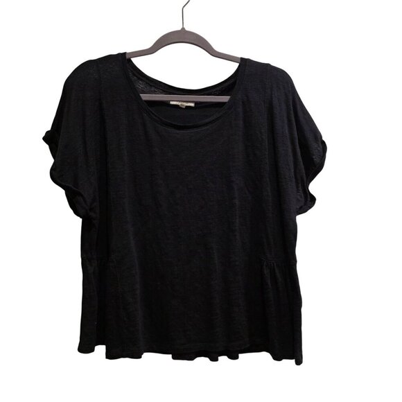 Madewell Womens Black Linen Peplum Top Size XL - Picture 2 of 11